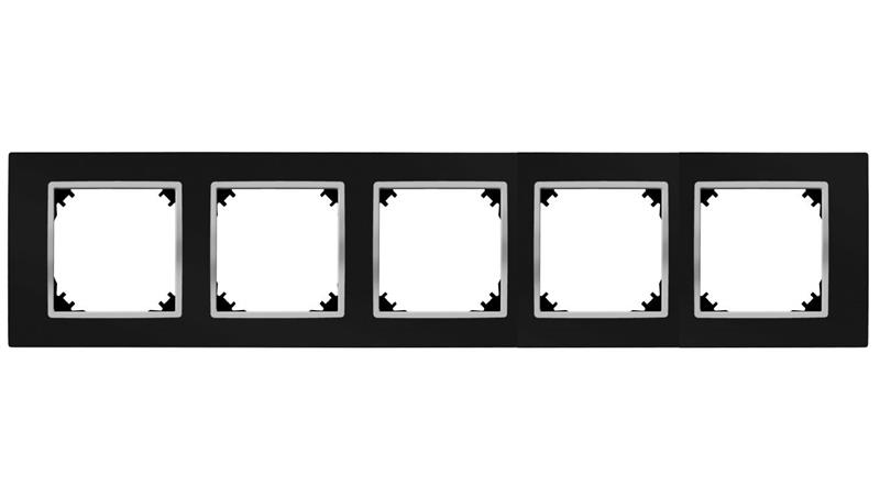 VESTRA ramka pięciokrotna IP20 czarny/chrom 3875-46-37331