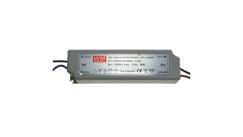Zasilacz LED 12V 30W napięciowy IP67 plastik EK-50993