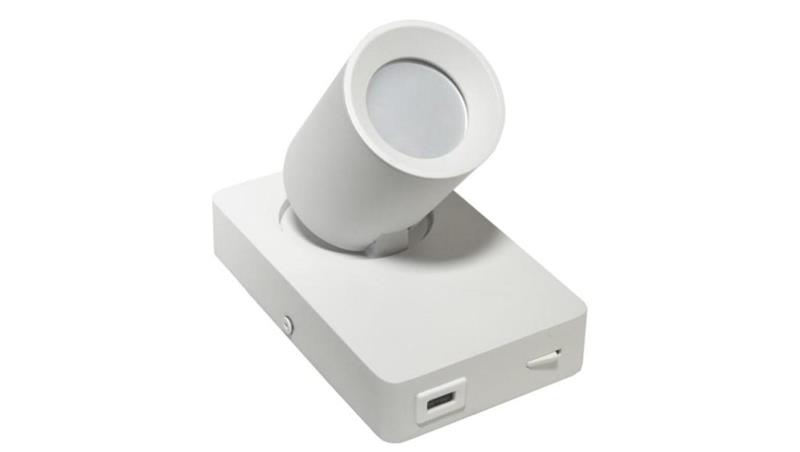 Lampa spotlight Taft 1xGU10 biała gniazdo usb-54002