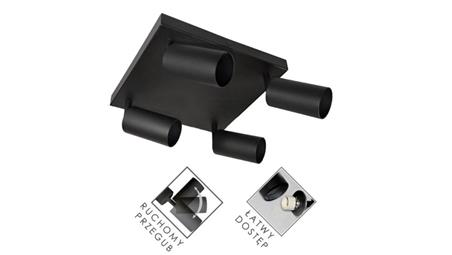 Lampa spotlight Fargo 4xGU10 czarna kwadrat-53134