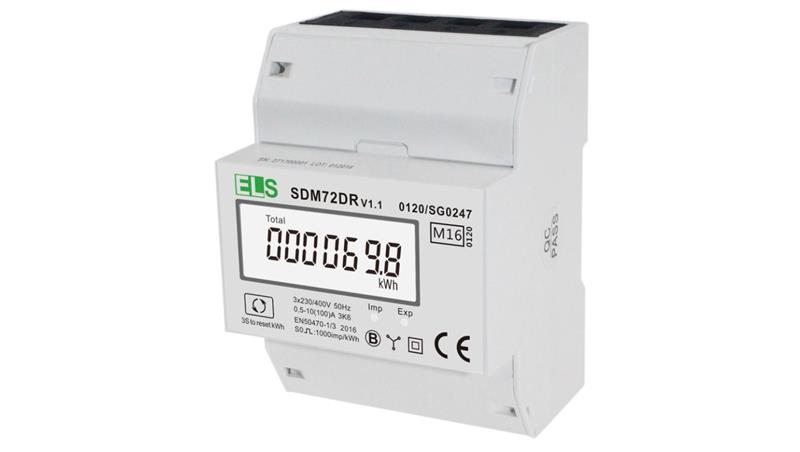 Licznik energii elektrycznej LCD 3-fazowy 100A 3x230/400V z resetem SDM72DR MID-4323 Licznik energii elektrycznej LCD 3-fazowy 100A 3x230/400V z resetem SDM72DR MID-4323