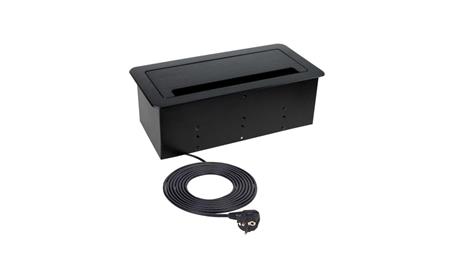 Gniazdo meblowe, blatowe 2x2P+Z 16A 230V + 1xUSB A + 1xUSB C 2,1A 5V + RJ45 + HDMI 2.0 1,5m czarny KOMBI BOX-45112