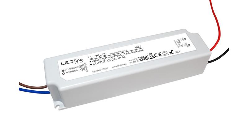 Zasilacz do taśm LED line PRIME 75-12 wodoszczelny IP67 12V 75W 5 lat gwar.-51004 Zasilacz do taśm LED line PRIME 75-12 wodoszczelny IP67 12V 75W 5 lat gwar.-51004