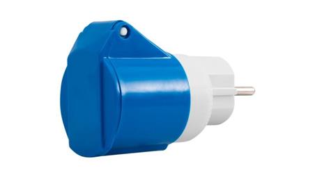 Adapter kempingowy wtyk 230V Uni-schuko, gniazdo 16A 3p przemysłowe IP44-32115