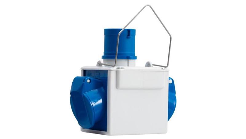 Adapter kempingowy wtyk 16A 3p przemysłowy, gniazdo 2x16A 3P przemysłowe IP44-32117