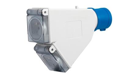 Adapter kempingowy wtyk 16A 3p przemysłowy, gniazdo tablicowe 2x230V IP44-32118