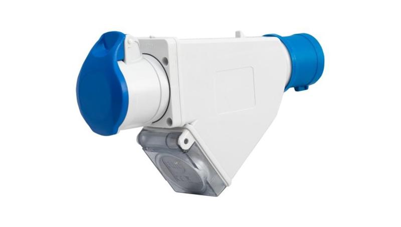 Adapter kempingowy wtyk 16A 3p przemysłowy, gniazdo 16A 3P przemysłowe, gniazdo tablicowe 230V IP44-32120