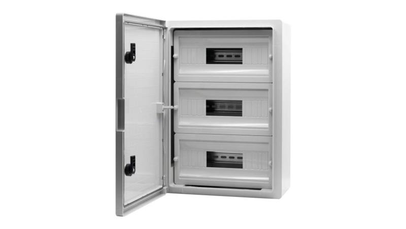 Szafa z tworzywa M 350x500x190 mm IP65 3 rzędy 45 modułów-68176 Szafa z tworzywa M 350x500x190 mm IP65 3 rzędy 45 modułów-68176