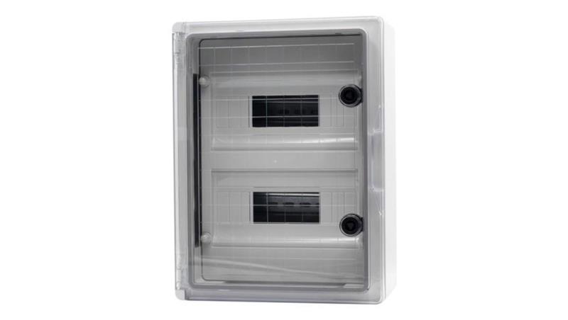 Szafa z tworzywa MP 250x350x150 mm IP65 drzwi przeźroczyste 2 rzędy 18 modułów-68189