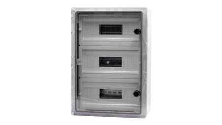 Szafa z tworzywa MP 350x500x190 mm IP65 drzwi przeźroczyste 3 rzędy 45 modułów-68203