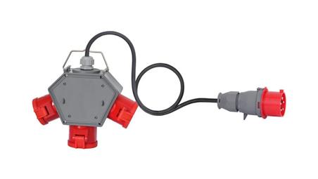 Rozdzielnica POLYBOX - gniazda 3x32A 5p, przewód OPD 5x4mm2 - 3m z wtyczką 32A 5p-66916