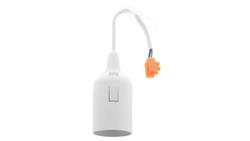 Oprawka termoplastyczna E27-6 - biała z przewodem i złączką 4A, 250V-51180