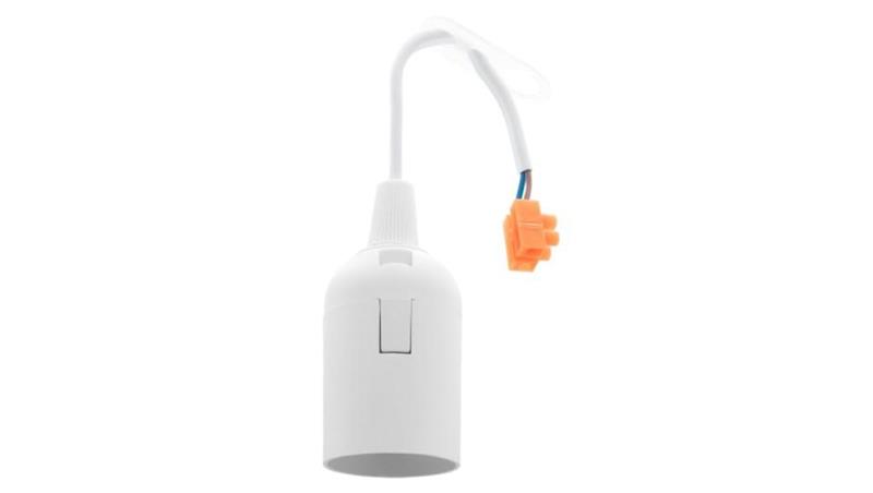 Oprawka termoplastyczna E27-6 - biała z przewodem i złączką 4A, 250V-51180