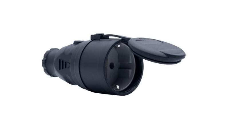 Gniazdo gumowe NOVA 230V 16A IP44 SCHUKO czarne-30183 Gniazdo gumowe NOVA 230V 16A IP44 SCHUKO czarne-30183