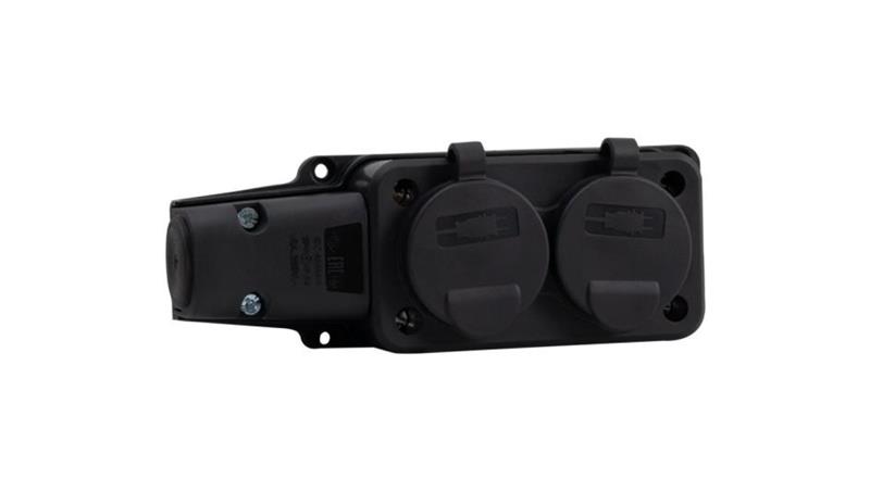 Listwa gumowa 2x230V 16A IP54 SCHUKO czarna-27530