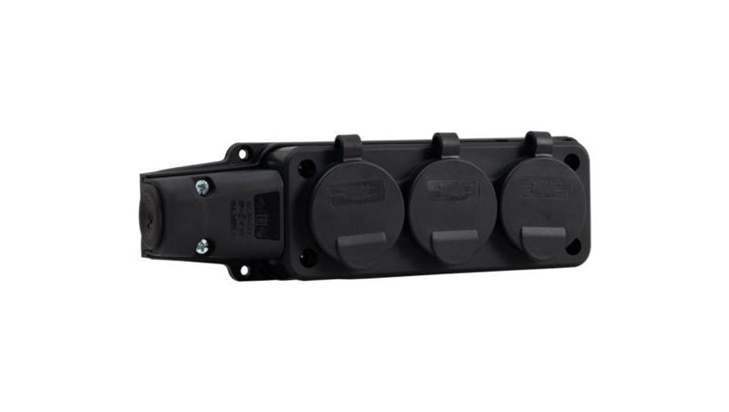 Listwa gumowa 3x230V 16A IP54 SCHUKO czarna-27498