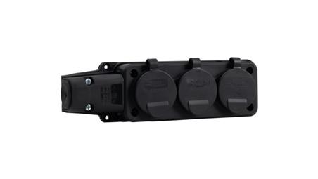 Listwa gumowa 3x230V 16A IP54 SCHUKO czarna-27498