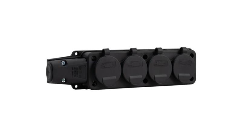 Listwa gumowa 4x230V 16A IP54 SCHUKO czarna-27497