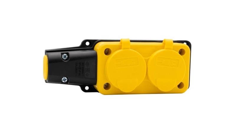 Listwa gumowa 2x230V 16A IP54 żółta-27522