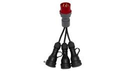 Reduktor - wtyczka siłowa 16/5 +3x OW 3x1,5mm2 0,25m +3x gniazdo gumowe-32130