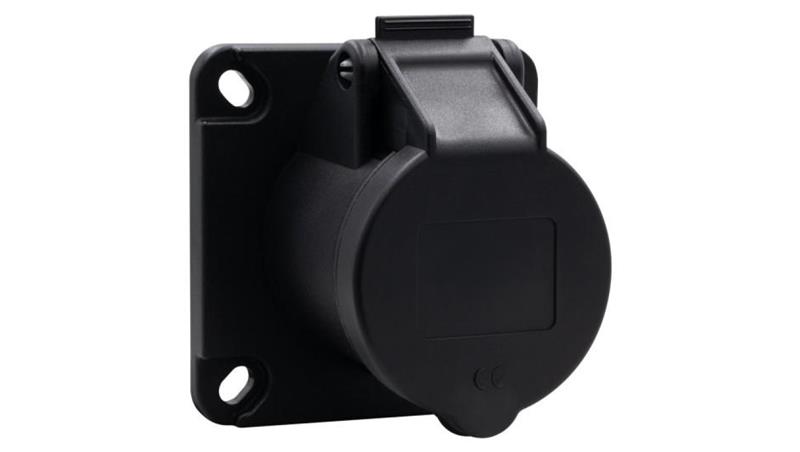 Gniazdo przemysłowe tablicowe proste 16A 3p 200V-250V /FE/ IP44 czarne-31408