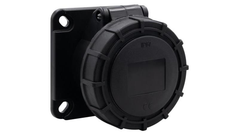 Gniazdo przemysłowe tablicowe proste 16A 3p 200V-250V /FE/ IP67 czarne-31416
