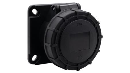 Gniazdo przemysłowe tablicowe proste 16A 3p 200V-250V /FE/ IP67 czarne-31416