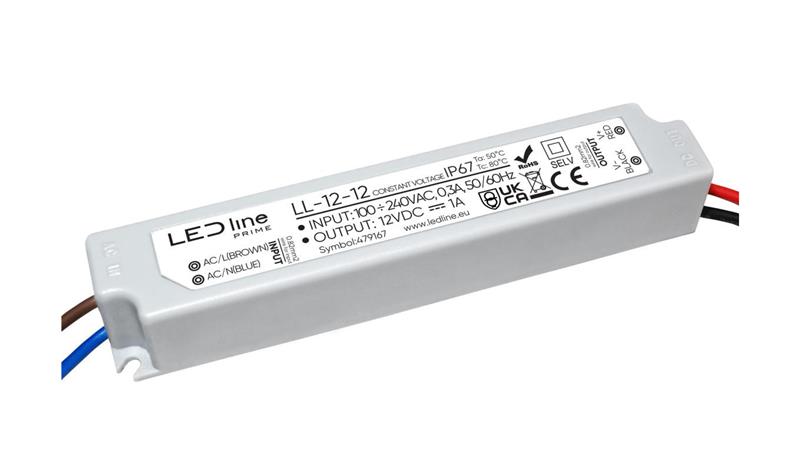 Zasilacz do taśm LED line PRIME 12-12 wodoszczelny IP67 12V 12W 5 lat gwar.-51009 Zasilacz do taśm LED line PRIME 12-12 wodoszczelny IP67 12V 12W 5 lat gwar.-51009