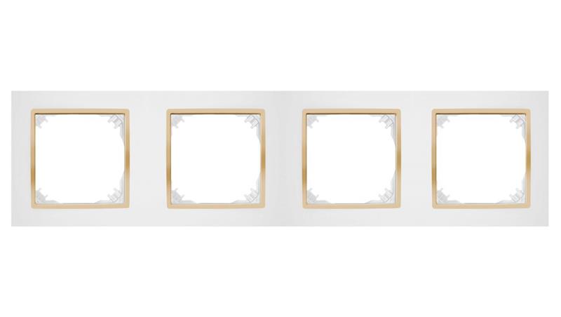 SANTRA ramka czterokrotna IP20 biały/złoty 4174-27-36574