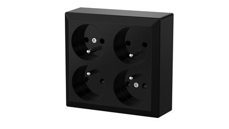 Gniazdo poczwórne z uziemieniem natynkowe IP20 GAO, czarne / 20467-43324