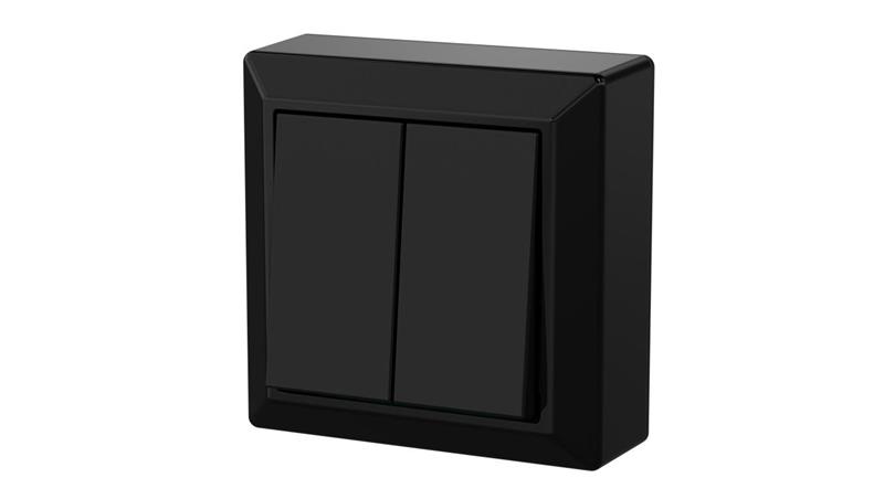 Łącznik świecznikowy podwójny natynkowy IP20 GAO, czarny / 20464-33284