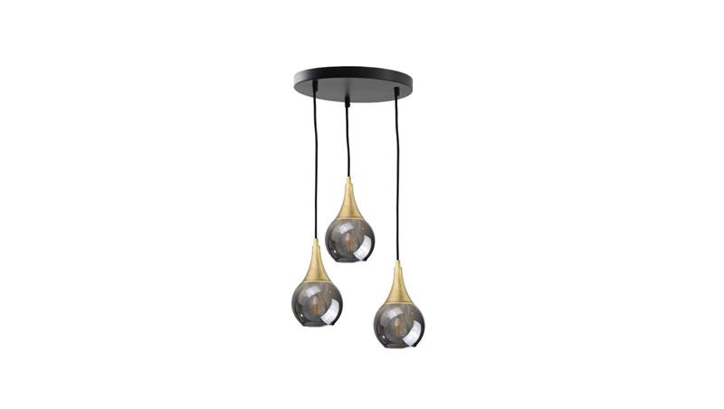 Lampa wisząca nowoczesna 3x E27 LACRIMA SMOKY/GOLD-60894