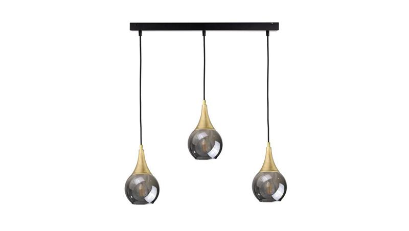 Lampa wisząca nowoczesna 3xE27 LACRIMA SMOKY/GOLD-60898