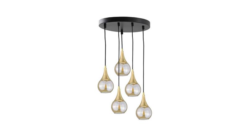 Lampa wisząca nowoczesna 5xE27 LACRIMA HONEY/GOLD-60927 Lampa wisząca nowoczesna 5xE27 LACRIMA HONEY/GOLD-60927