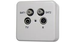 Gniazdo RTV/SAT podwójne, radio, telewizja, 2x satelita, natynkowe-1541