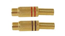 Gniazdo RCA złote małe z odgiętką /2szt = komplet czerwony i czarny/-33838