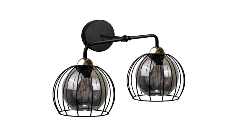 Kinkiet nowoczesny loftowy 2x E27 SOLO BLACK/GOLD-60933