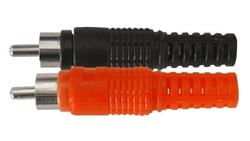 Wtyk RCA plastikowy z odgiętką /2szt = komplet, czerwony i czarny/-33887
