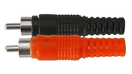 Wtyk RCA plastikowy z odgiętką /2szt = komplet, czerwony i czarny/-33887