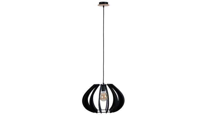 Lampa wisząca nowoczesna drewno 1xE27 NORA BLACK-61007