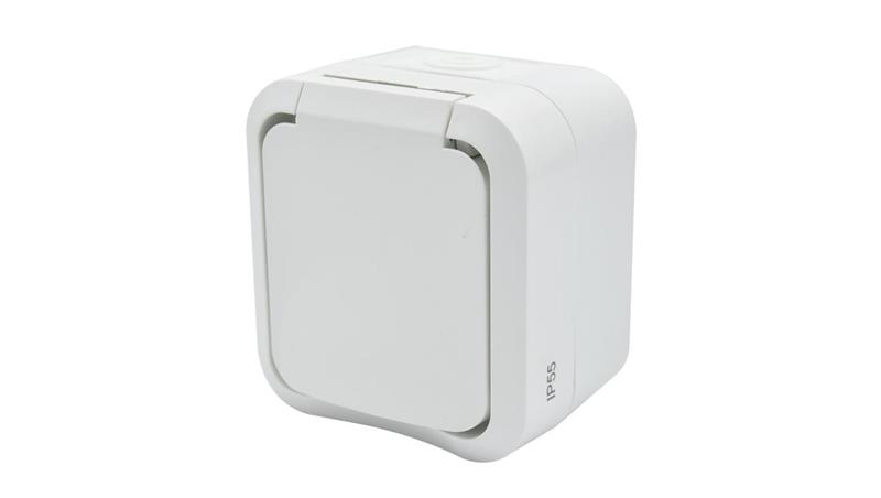 Gniazdo z uziemieniem pojedyncze natynkowe Aqua Pro IP55 białe / 60224-40873 Gniazdo z uziemieniem pojedyncze natynkowe Aqua Pro IP55 białe / 60224-40873
