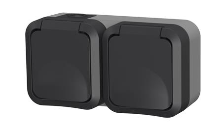 Gniazdo z uziemieniem podwójne natynkowe Aqua Pro IP55 szare / 60325-40786