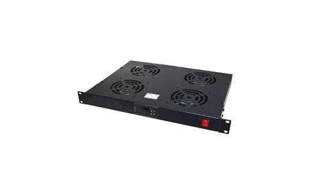 Panel wentylacyjny x4 z termostatem 19cali 1U RAL9004-63561