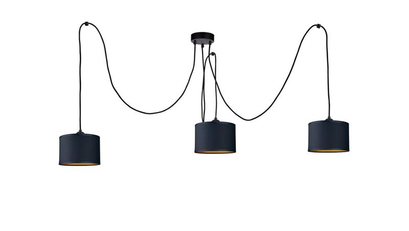 Lampa wisząca nowoczesna abażur 3xE27 FLOW BLACK LONG-61027