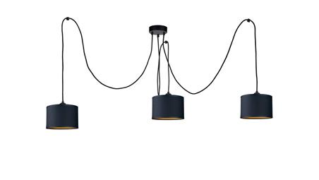 Lampa wisząca nowoczesna abażur 3xE27 FLOW BLACK LONG-61027