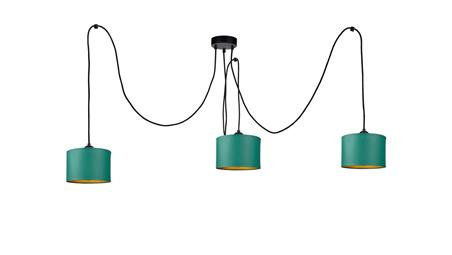 Lampa wisząca nowoczesna abażur 3xE27 FLOW GREEN LONG-61045