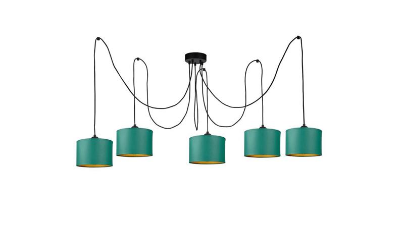 Lampa wisząca nowoczesna abażur 5xE27 FLOW GREEN LONG-61046