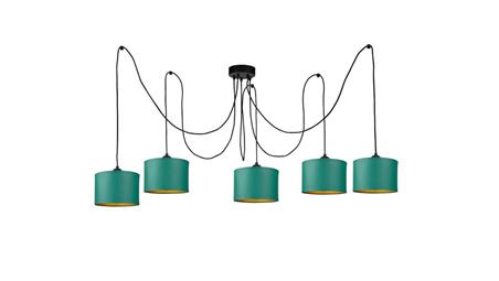 Lampa wisząca nowoczesna abażur 5xE27 FLOW GREEN LONG-61046