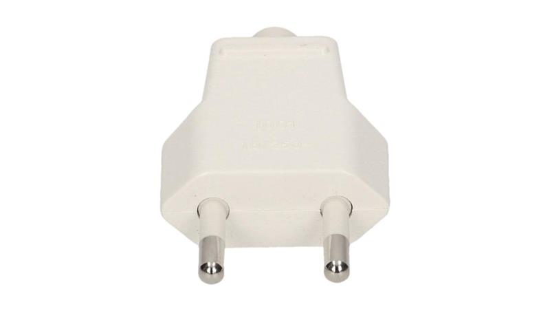 Wtyczka płaska 10A b/u 250V biała WT-1001 ( ZN-11 )-56013