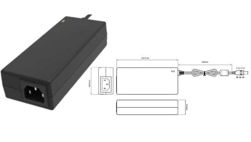 Biurkowy zasilacz impulsowy20V/6A/120W z wtykiem DC - 5.5x2.5mm-10327